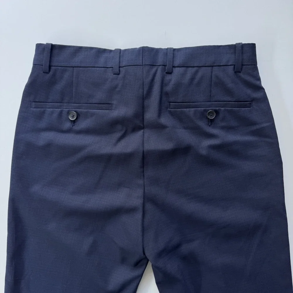 THEORY Marlo U Trevino‎ Wool Dress Pants Mens 28x24.5 Blue Cropped Flat Front